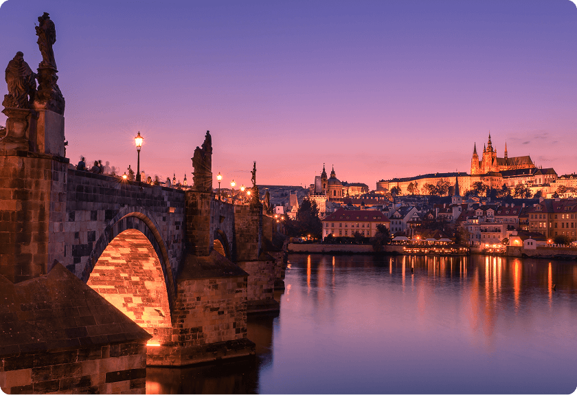 міжнародний автобусний маршрут Мукачево – Прага з основними зупинками