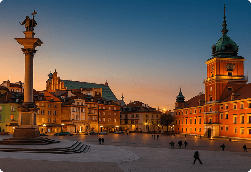 детальний маршрут міжнародного автобуса Полтава – Варшава з основними зупинками та пунктами перетину кордону